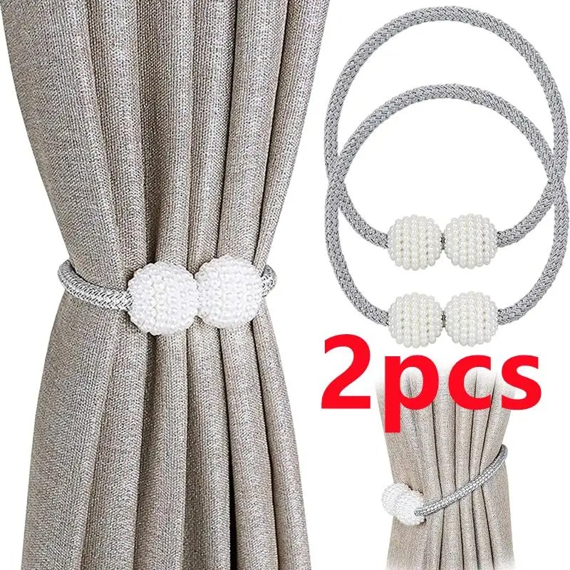 Home Bathroom Accessories - 1/2 Buah Klip Tirai Magnetik Mutiara