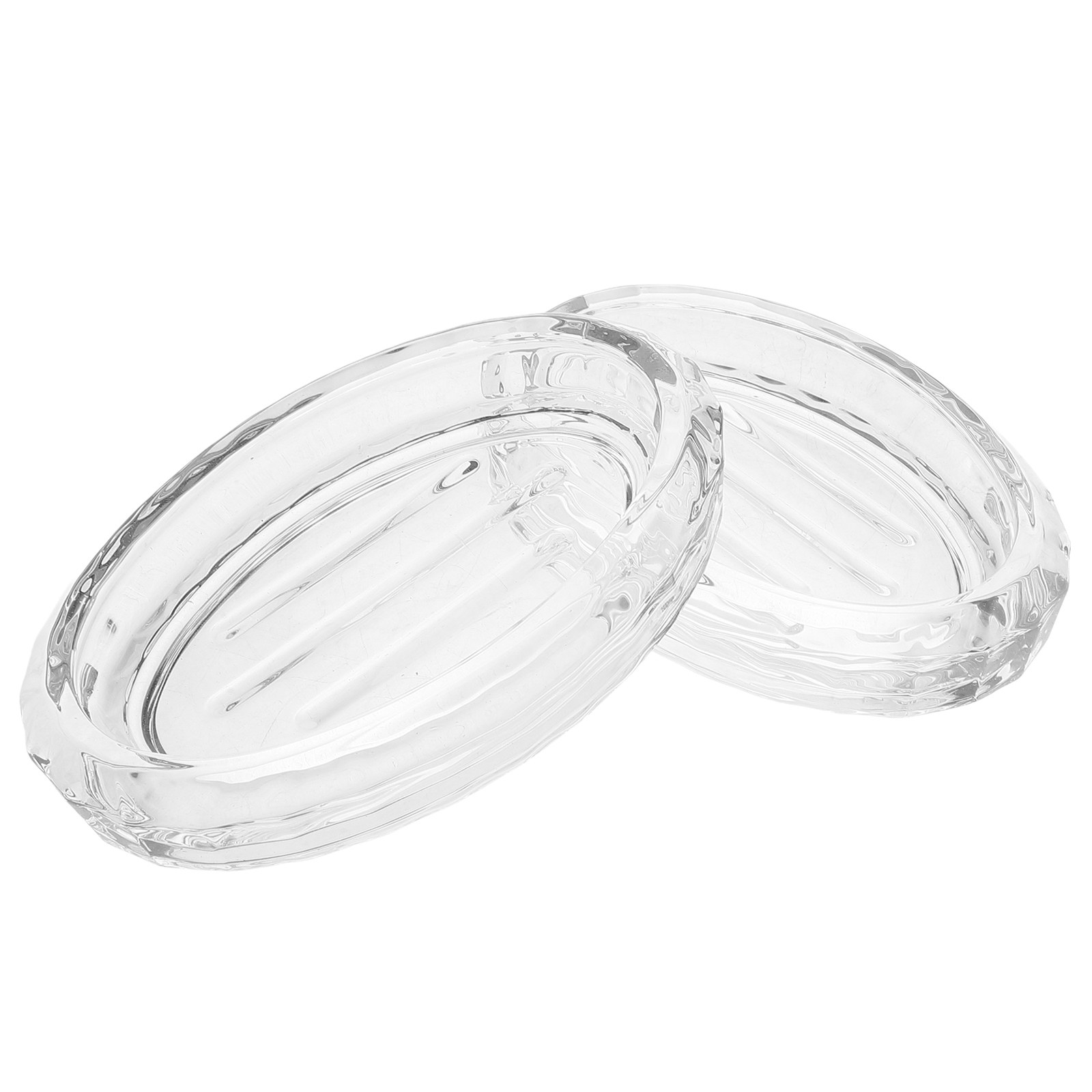 Glass Soap Dish - 2Pcs Tempat Sabun Kaca Transparan Oval,
