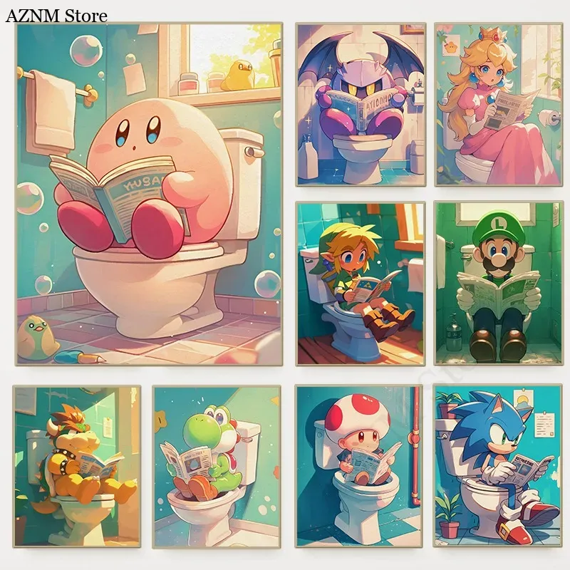 Home Design Bathroom - Poster Video Game Kartun Kamar Mandi
