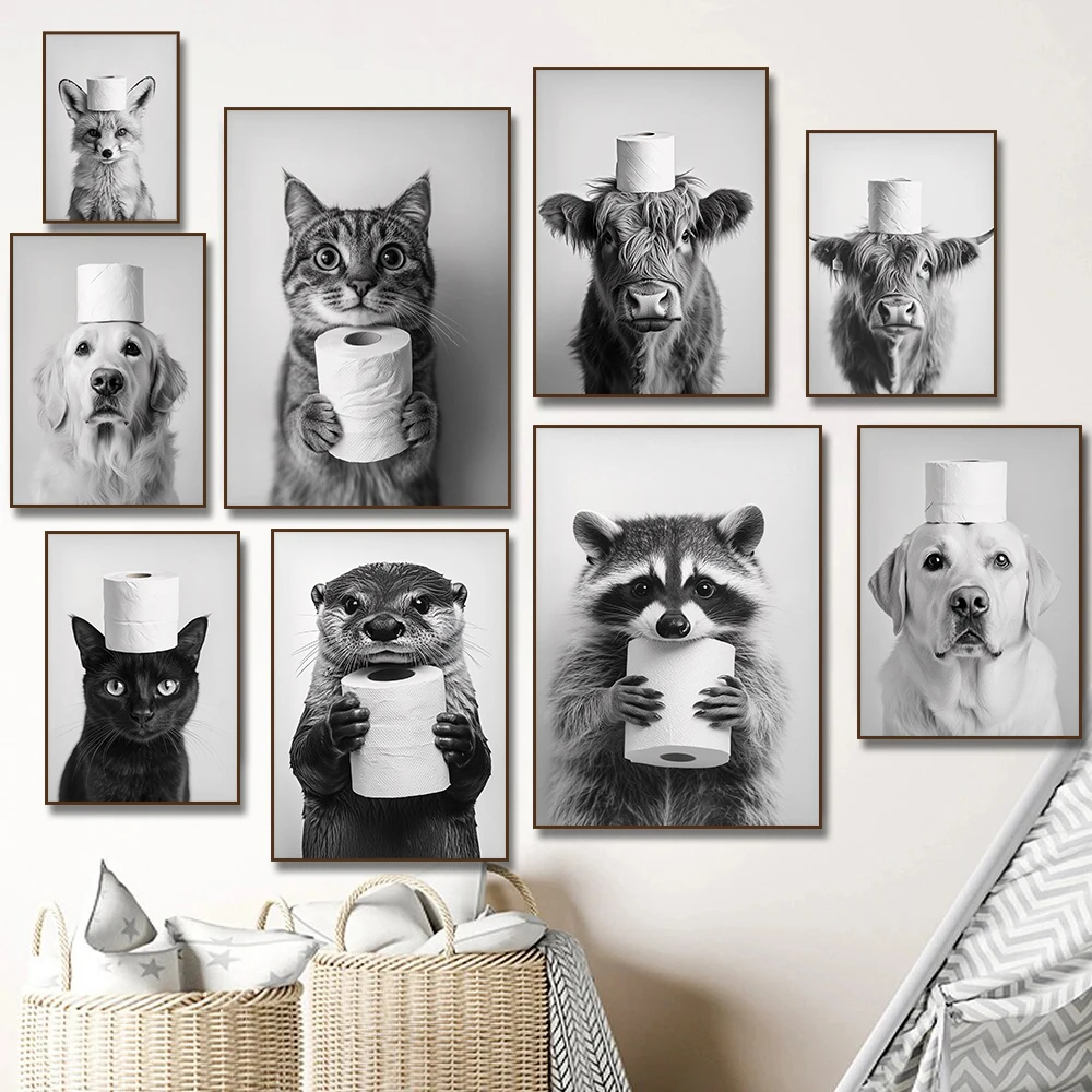 Home Design Bathroom - Poster Cetak Kanvas Sapi Dataran Tinggi,
