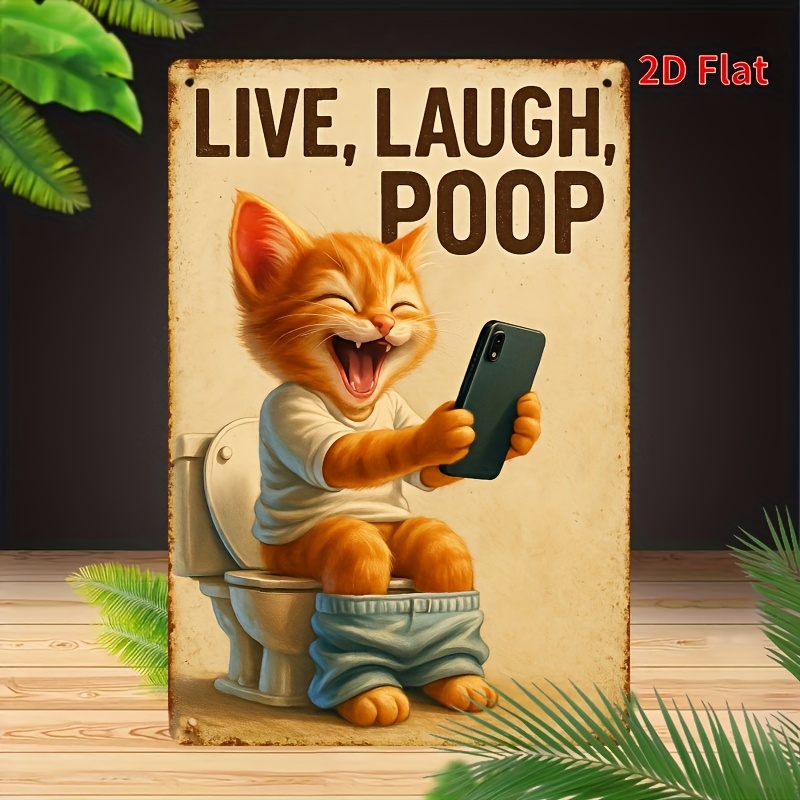 Home Design Bathroom - Seni Dinding Logam Kucing Lucu di