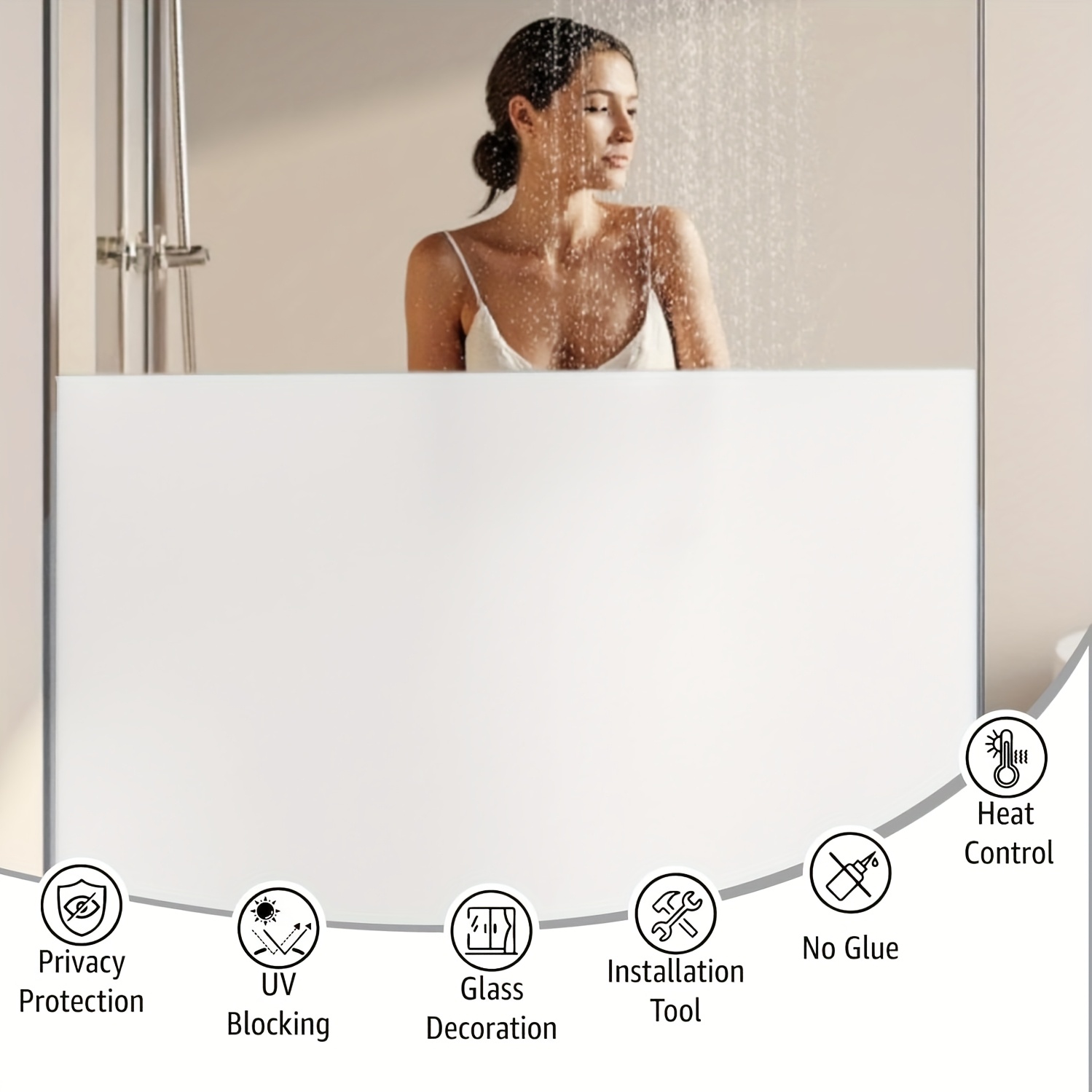 Home Design Bathroom - Film Jendela Privasi Berwarna Putih Berlapis