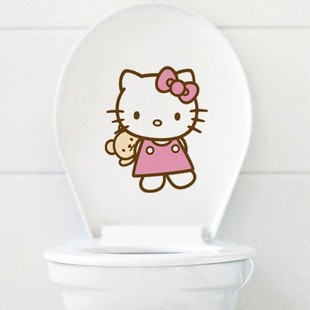Stiker Toilet Kartun Hello Kit - Home Bathroom Accessories ulasan dan harga