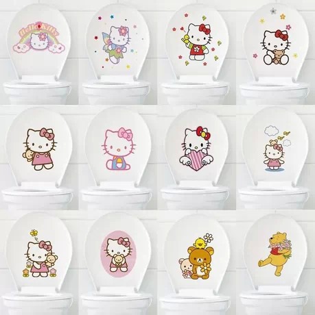 Stiker Toilet Kartun Hello Kit - Home Bathroom Accessories ulasan dan harga