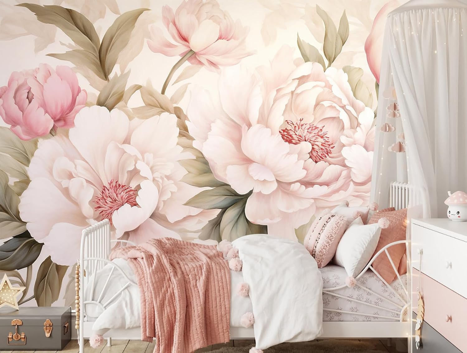 Wallpaper Mural Bunga Peony El - Home Bathroom Vanity ulasan dan harga