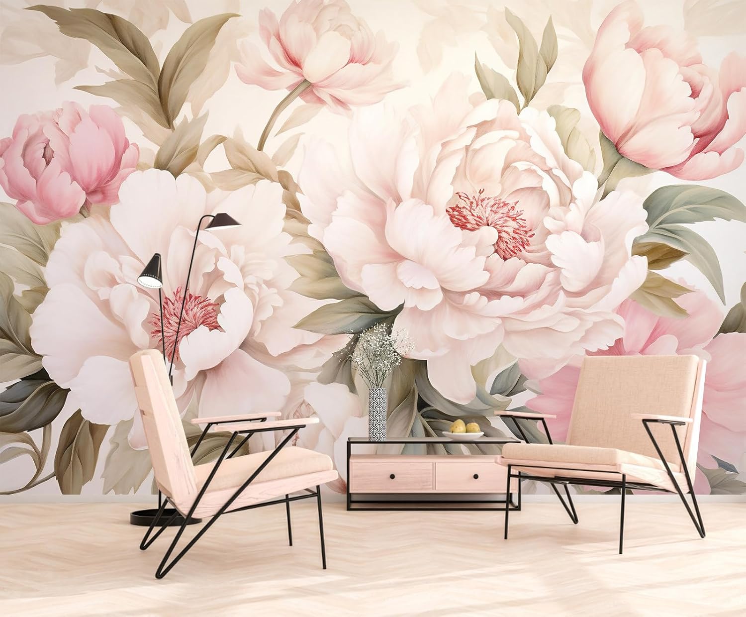 Wallpaper Mural Bunga Peony El - Home Bathroom Vanity ulasan dan harga