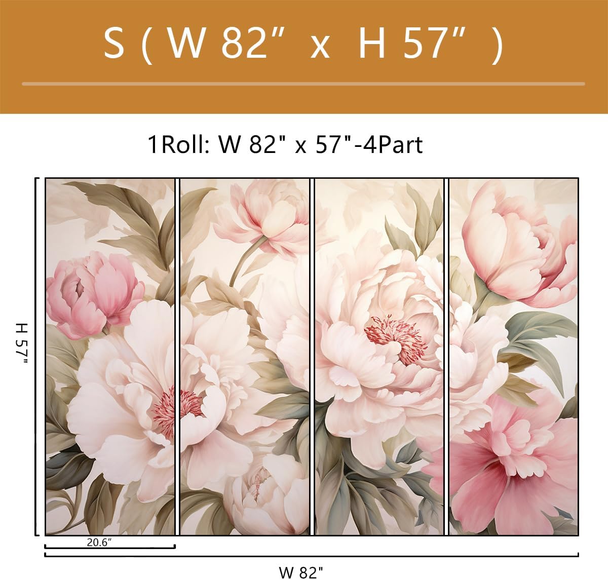 Wallpaper Mural Bunga Peony El - Home Bathroom Vanity ulasan dan harga