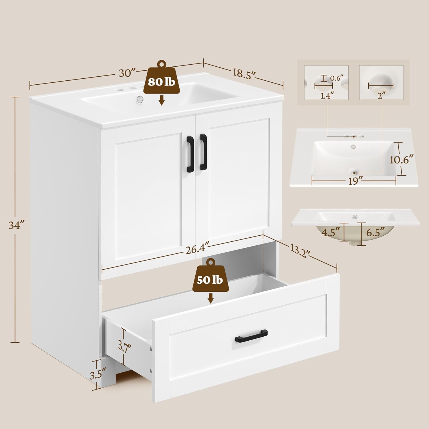 Meja Rias Kamar Mandi 30 Inci  - Home Bathroom Vanity ulasan dan harga
